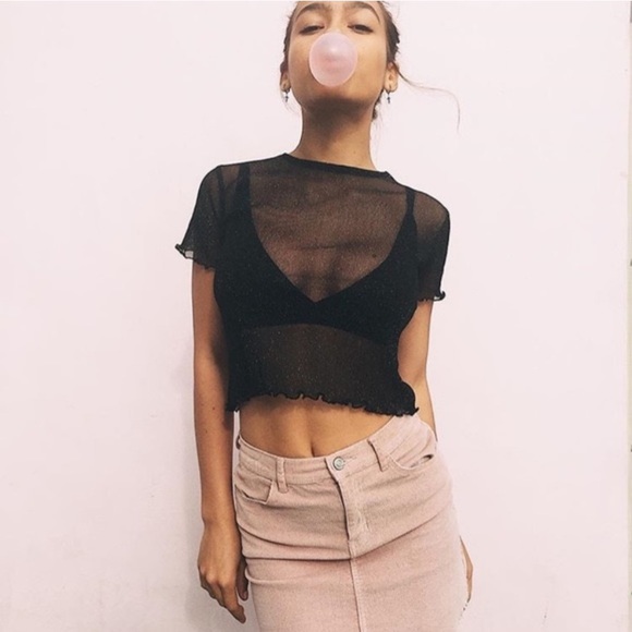 Brandy Melville Tops - Brandy Melville Transparent Diamond Stars Top Tee